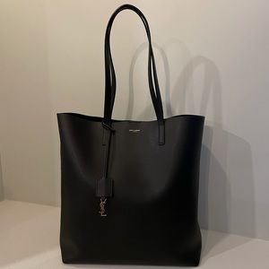 SAINT LAURENT Black North/South Shopping Tote